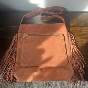 Suede Fringe Shoulder Bag